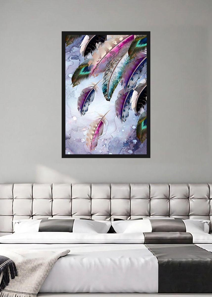 Cuadro Decorativo Abstracto Plumas Moderno Arte Hogar Jhn-6