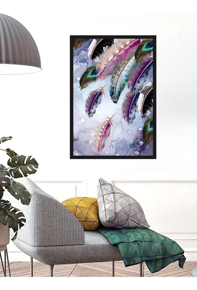 Cuadro Decorativo Abstracto Plumas Moderno Arte Hogar Jhn-8