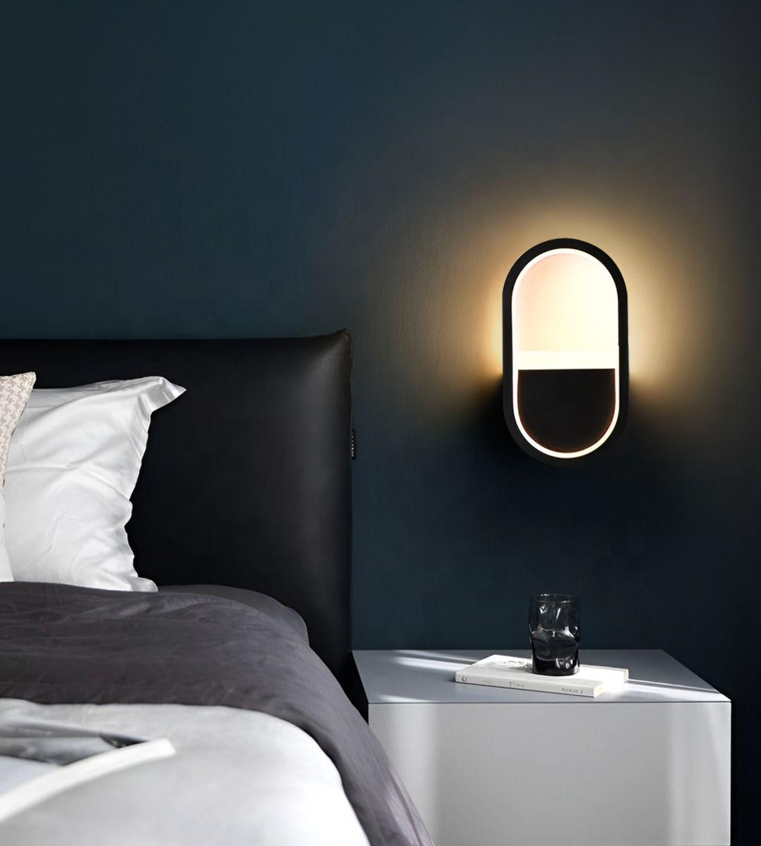 Lámpara Pared LED Moderna Ovalada Decoración Negra Jhn-5