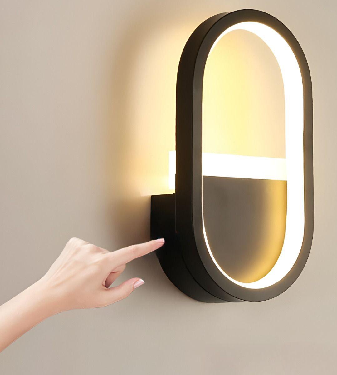 Lámpara Pared LED Moderna Ovalada Decoración Negra Jhn-7