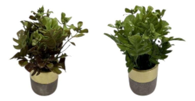 Set 2 Plantas Artificiales Decorativas Macetero Bicolor Jhn-2