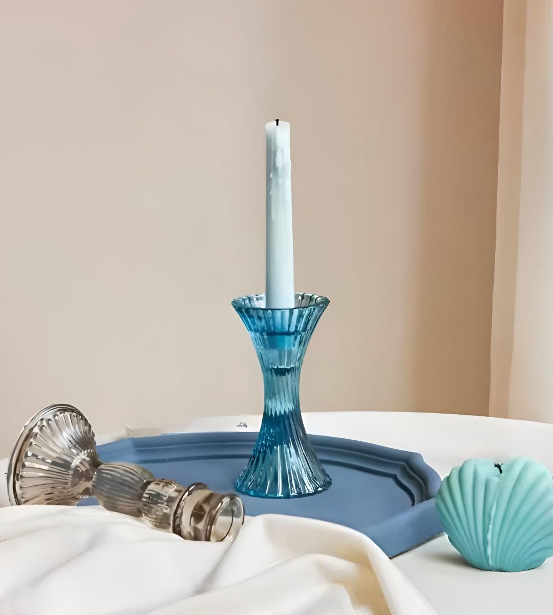 Set 2 Candelabros Portavelas Cristal Vidrio Decoración Jhn-8