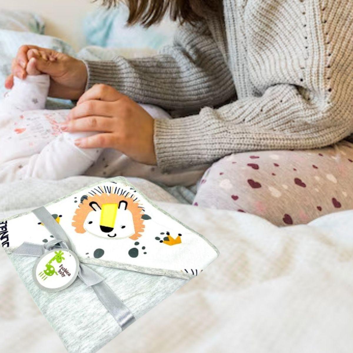 MANTA DE ALGODÓN CON CAPUCHA PARA BEBE ABRIGO CONFORT LAU-2