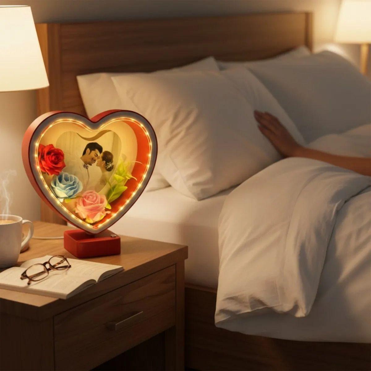 Portarretrato Decorativo Corazón Marco Foto LED 3D Jhn-6