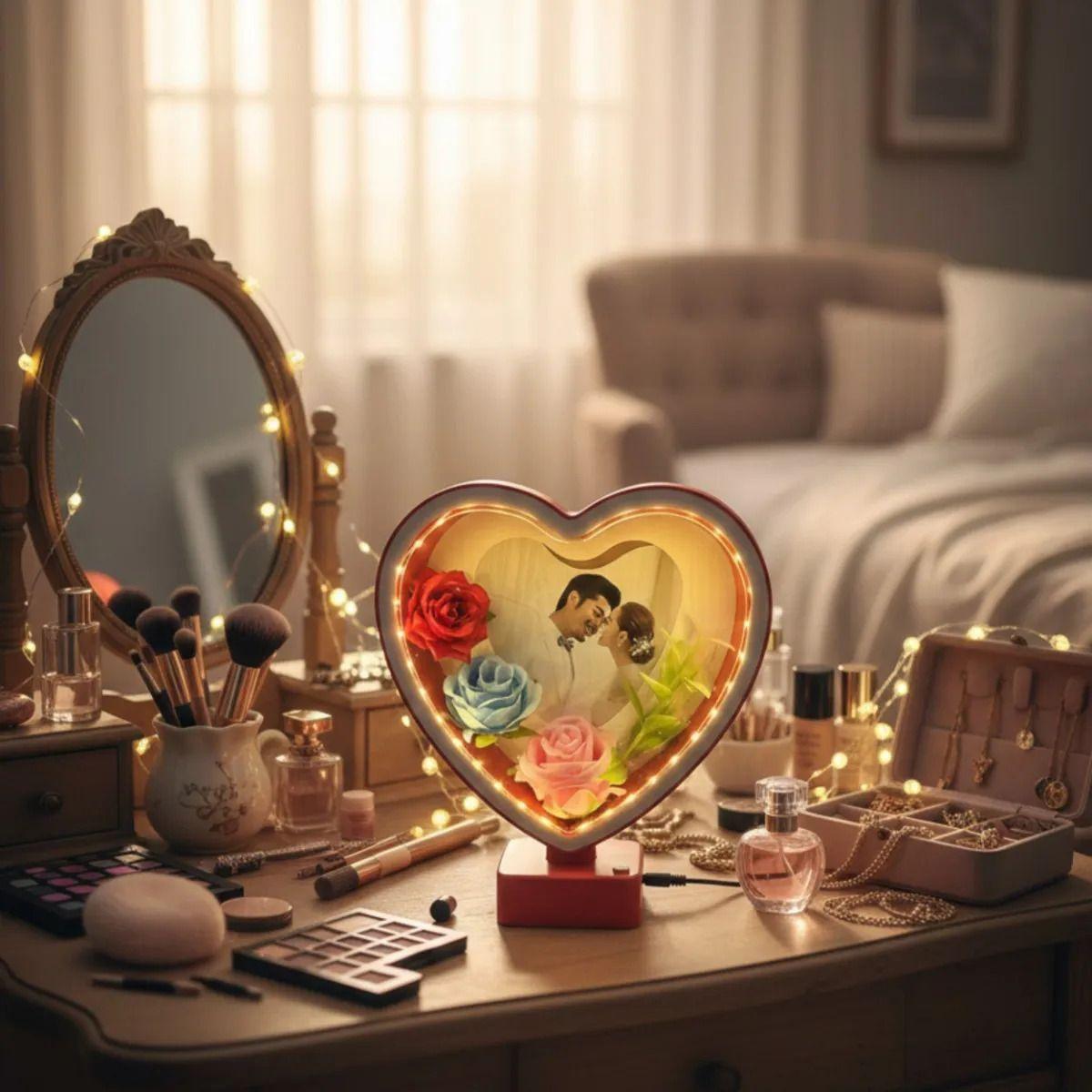 Portarretrato Decorativo Corazón Marco Foto LED 3D Jhn-7