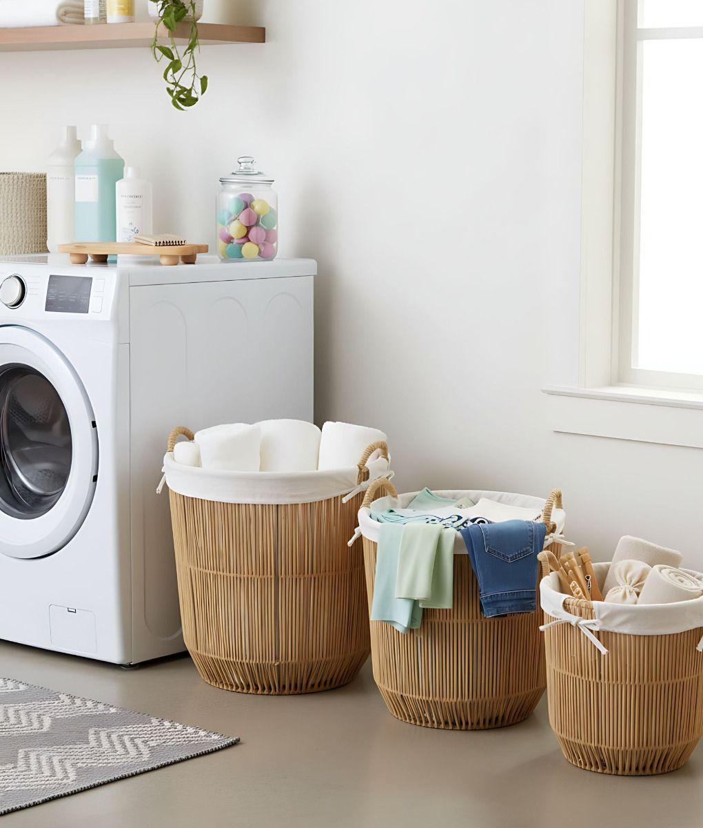 Set 3 Cestos Almacenamiento Decorativos Natural Hogar Jhn-7