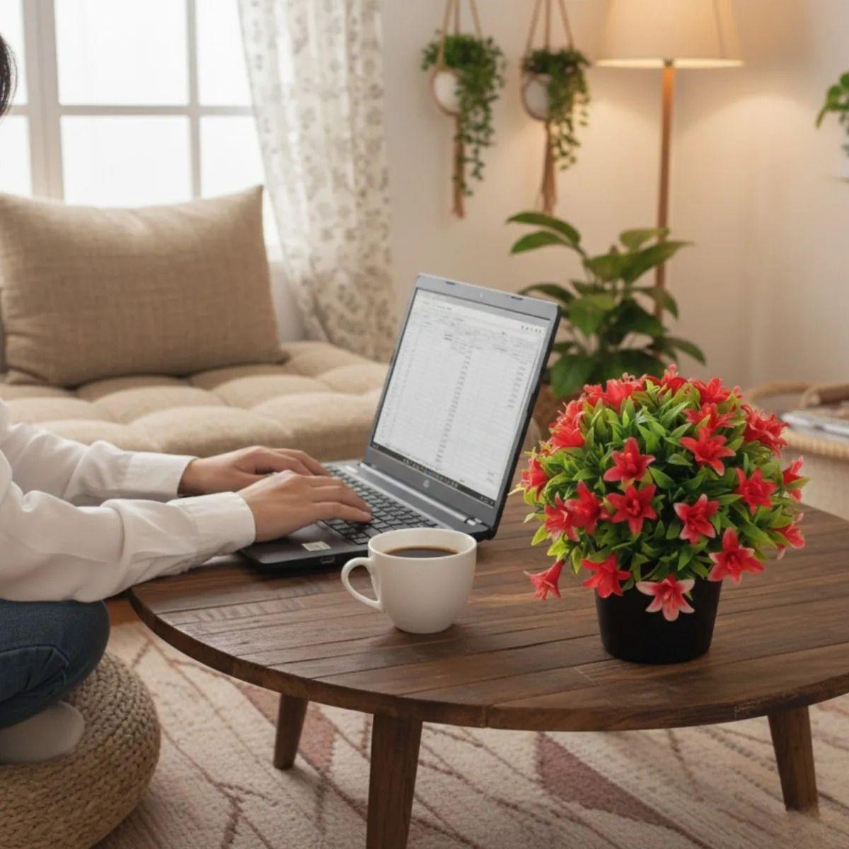 Set 2 Planta Artificial Decorativa Arreglo Floral Adorno Jhn-8