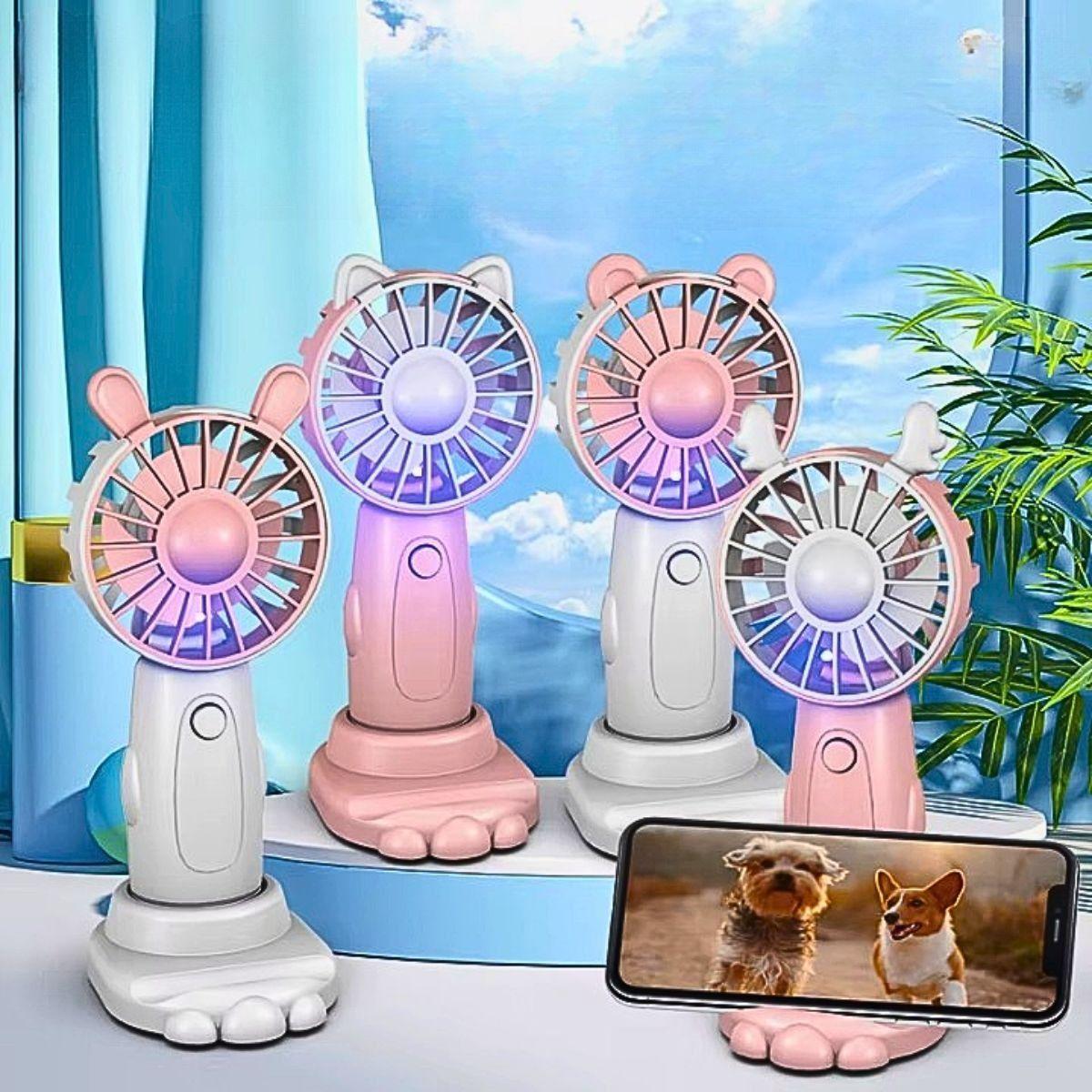 Set 3 Mini Ventilador Orejas Conejo Gato Mano Portátil  Lau-7