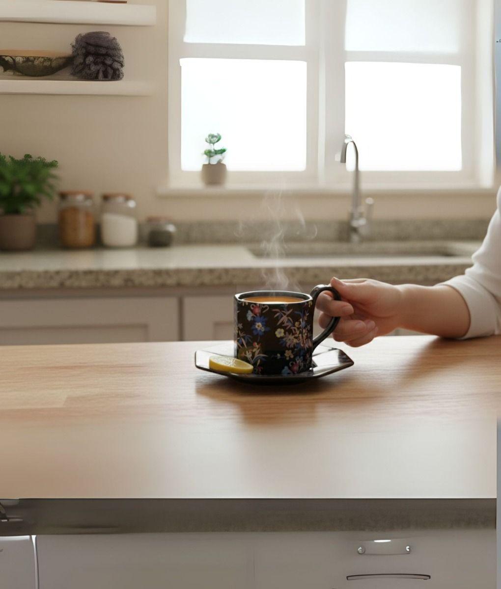 Taza Decorativa Elegante Platillo Floral Hogar Jhn-5