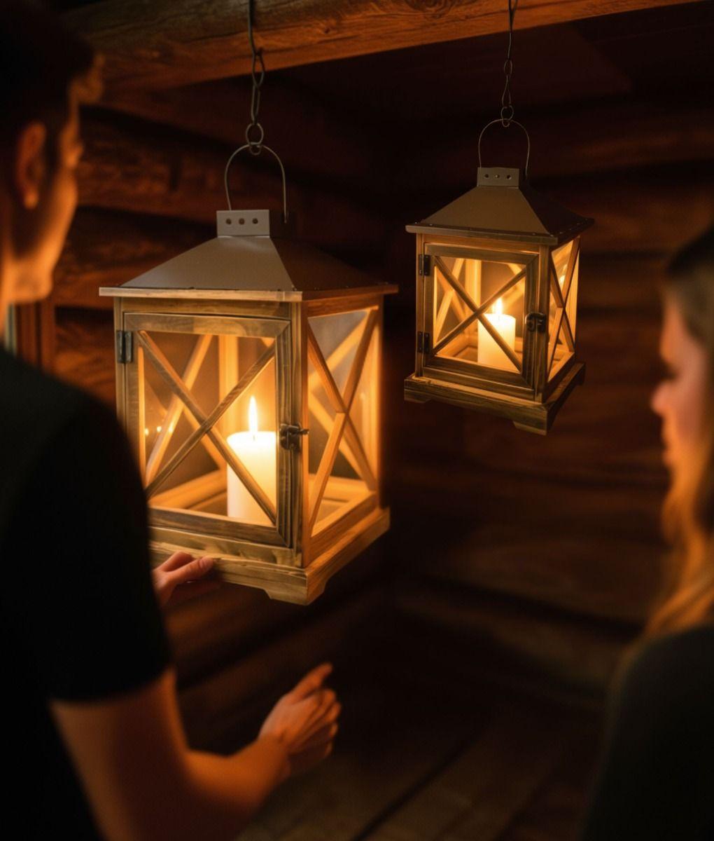 Set 2 Portavelas Decorativas Estilo Rústico Adorno Jhn-4