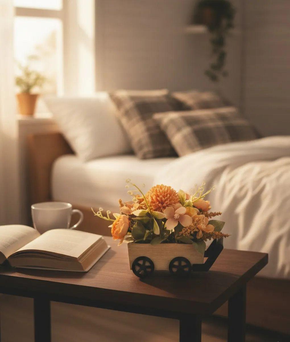 Planta Decorativa Artificial Carretilla Campo Floral Jhn-8