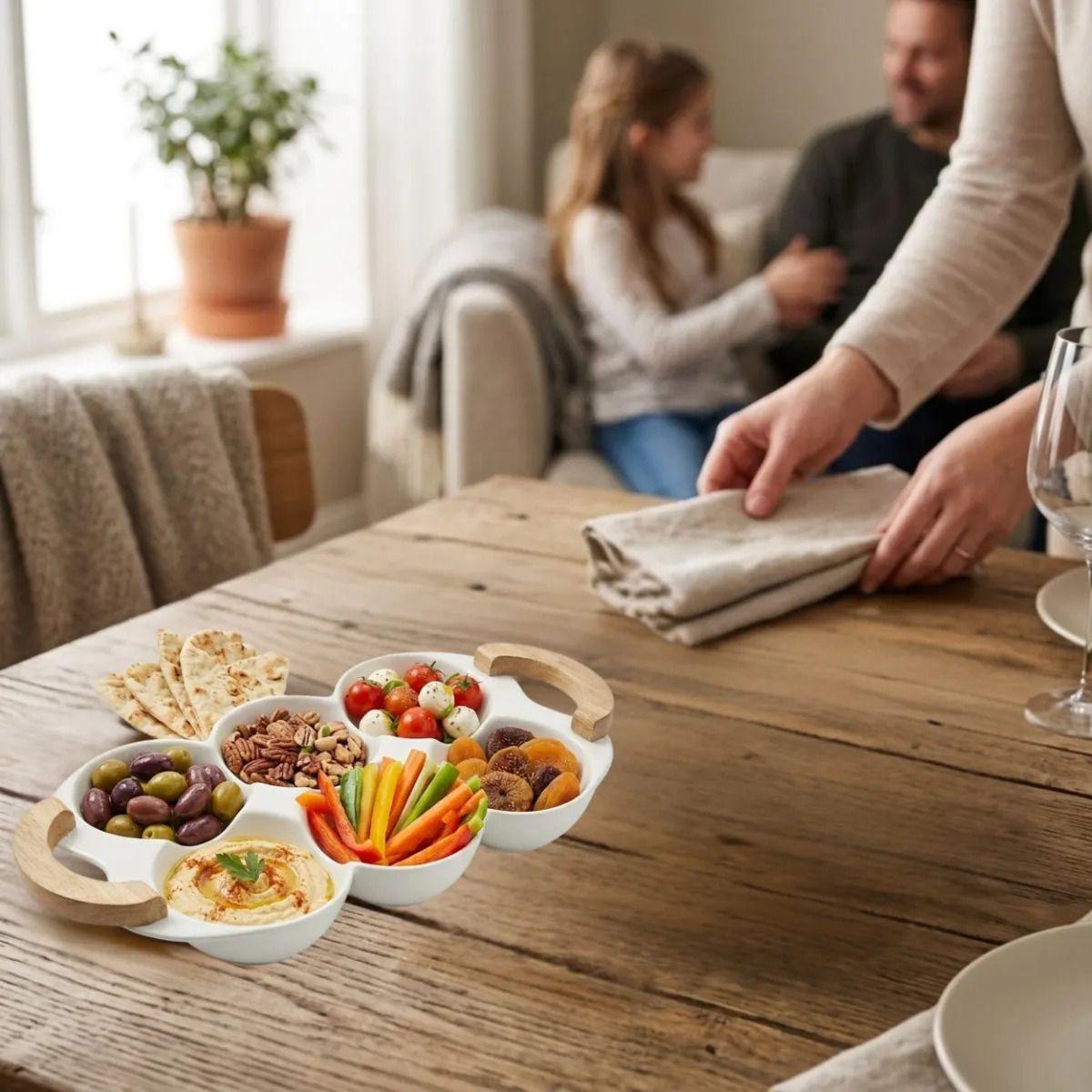 Plato Organizador Snacks Salsas Tabla Picar Panal ALJ-8