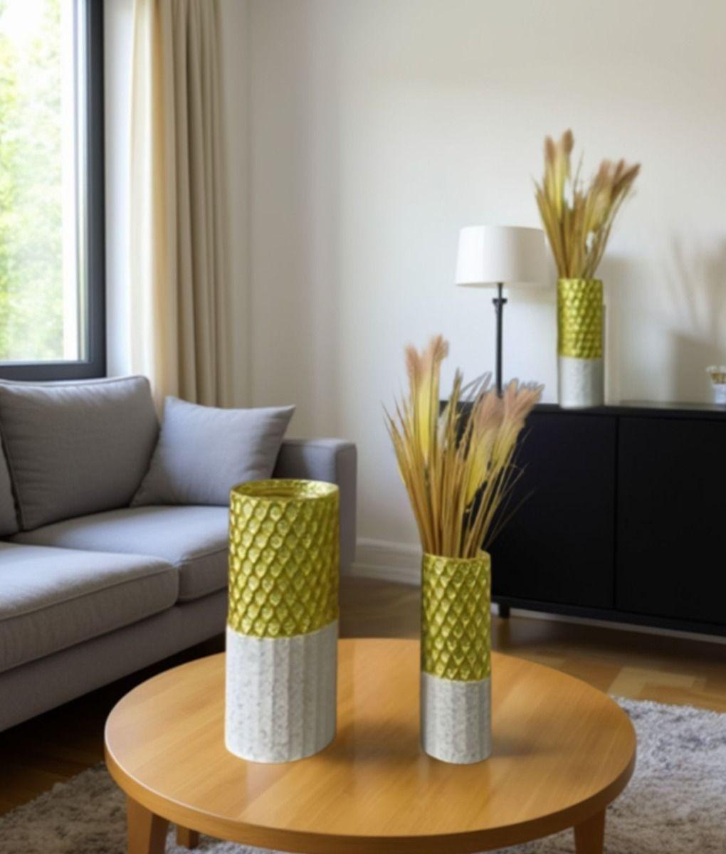 Set 3 Florero Decorativo Geométrico Contraste Textura Jhn-6