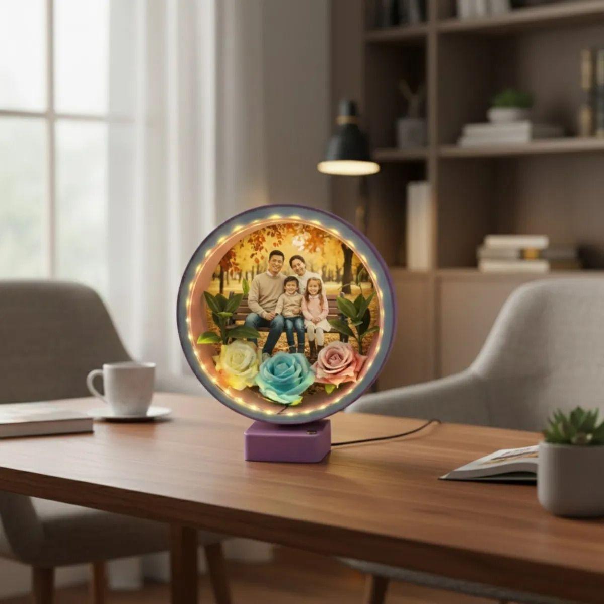 Portarretrato Mágico Decorativo Iluminado 3D Marco Foto Jhn-9