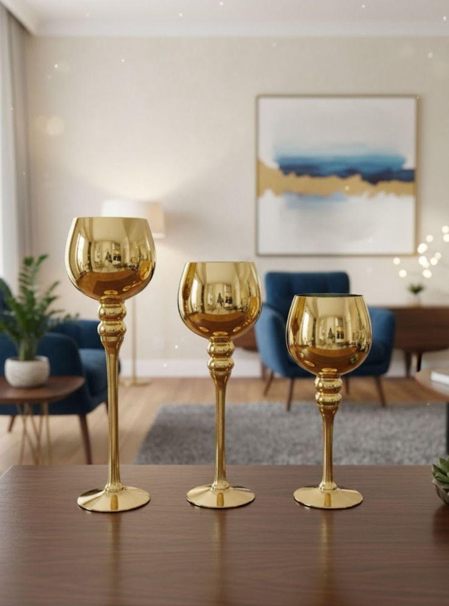 Set 3 Portavelas Diseño Copa Gala Soporte Decorativo Jhn-7