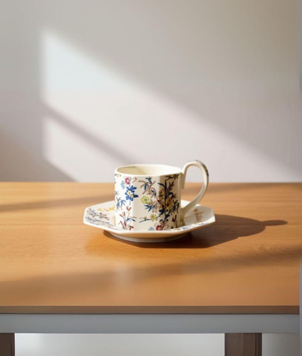 Taza Elegante Platillo Floral Decorativa Hogar Jhn-9