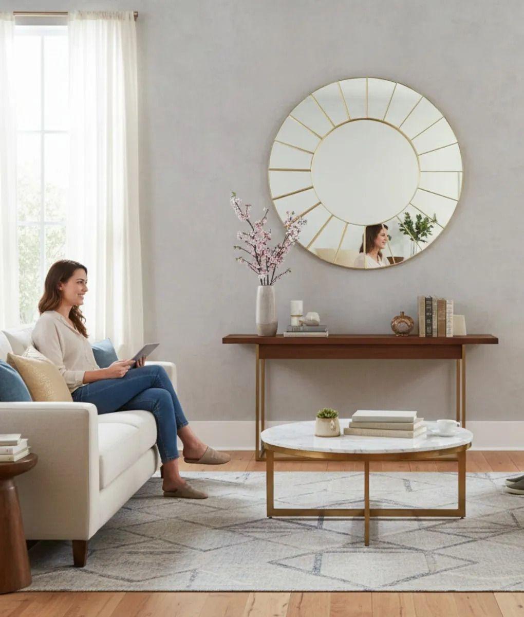 Espejo Decorativo Pared Diseño Sol Minimalista Moderno Jhn-2