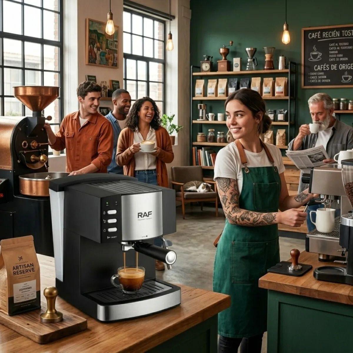 Cafetera Espresso Vaporizador Leche Doble Taza Lujo ALJ-2