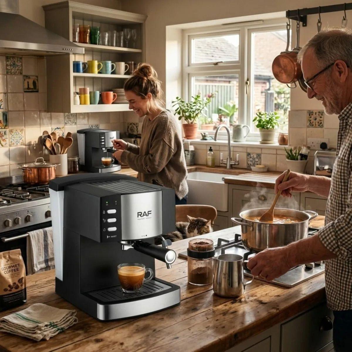 Cafetera Espresso Vaporizador Leche Doble Taza Lujo ALJ-3