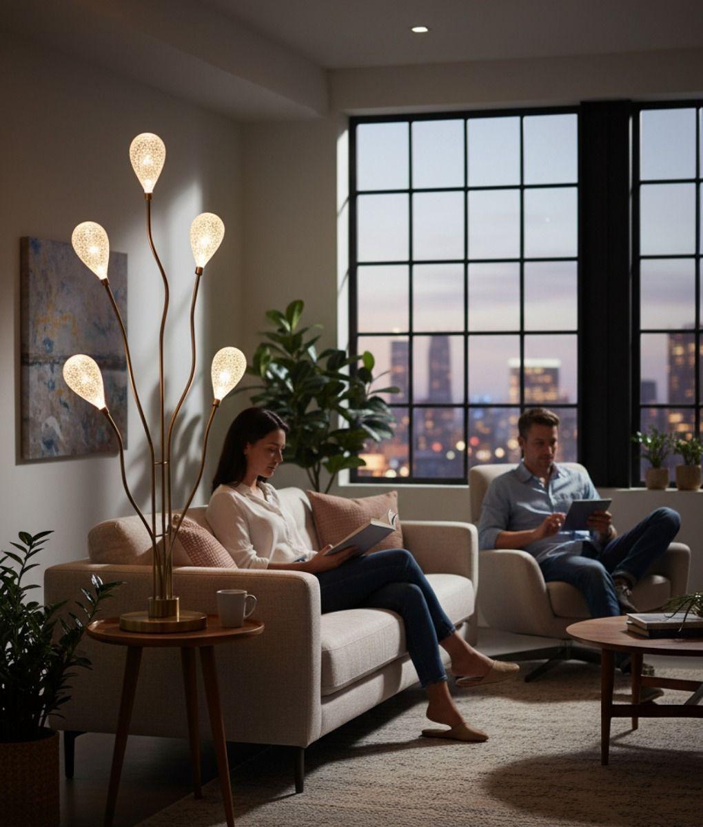 Lámpara Pie Moderna Decorativa Diseño Orgánico Jhn-4