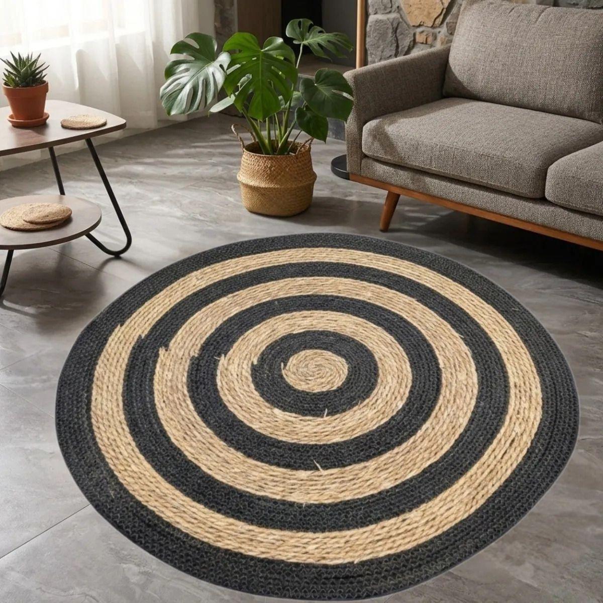 Alfombra Artesanal Geométrica Moderna Tejida Sala Estar ALJ-5