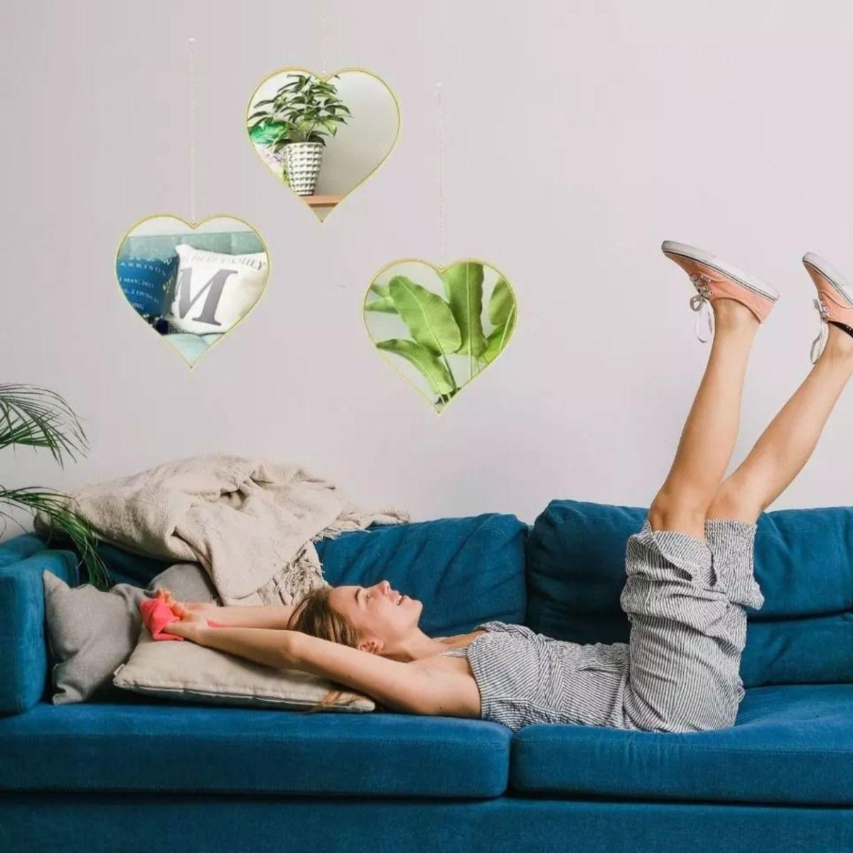 Set 3 Espejo Decorativo Pared Colgante Corazón Adorno Jhn-3