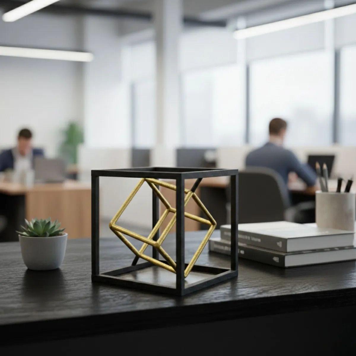 Estatua Figura Decorativa Geométrica Adorno Hogar Cubo Jhn-2