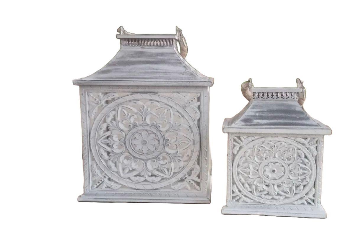 Set Portavelas Vintage Decorativo Faroles Velas Exterior Lau-0