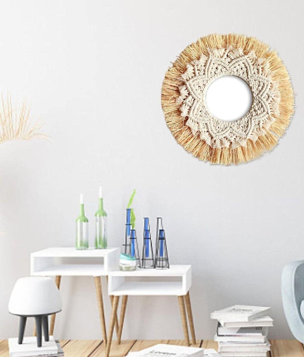 Espejo Decorativo Estilo Bohemio Tejido Adorno Pared Jhn-7