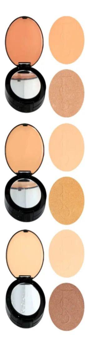 Pack 2 Polvos Compacto Base e Iluminador 3en1 Maquillaje Lau-2