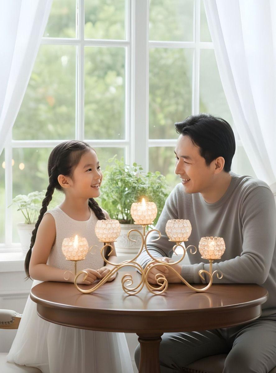 Candelabro Decorativo 5 Brazos Copas Adorno Facetado Jhn-3