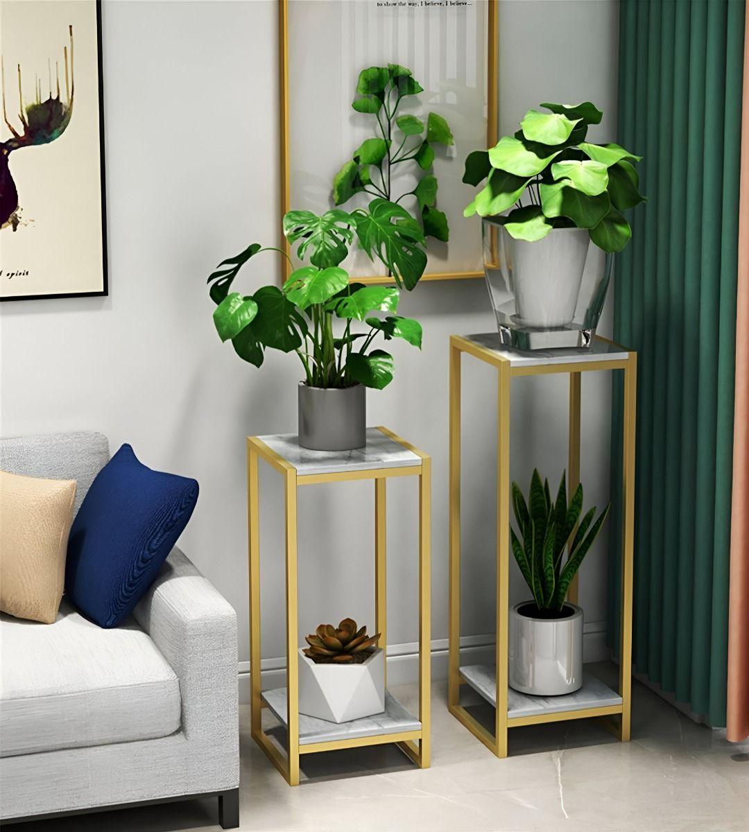 Porta Maceta Soporte Exhibición Plantas 2 Niveles 80cm Jhn-5
