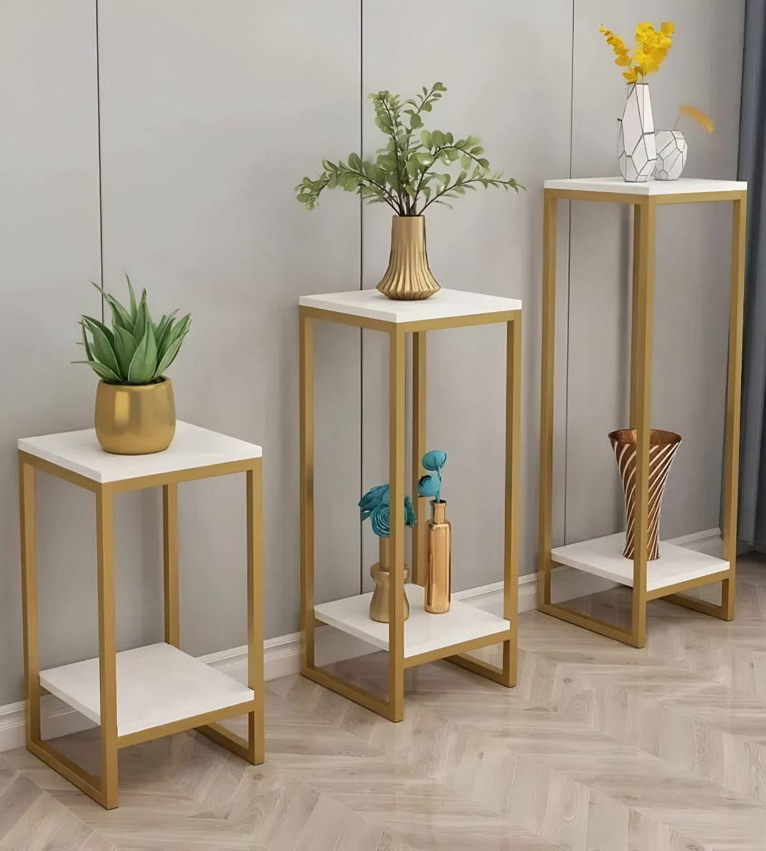 Porta Maceta Soporte Exhibición Plantas 2 Niveles 80cm Jhn-7