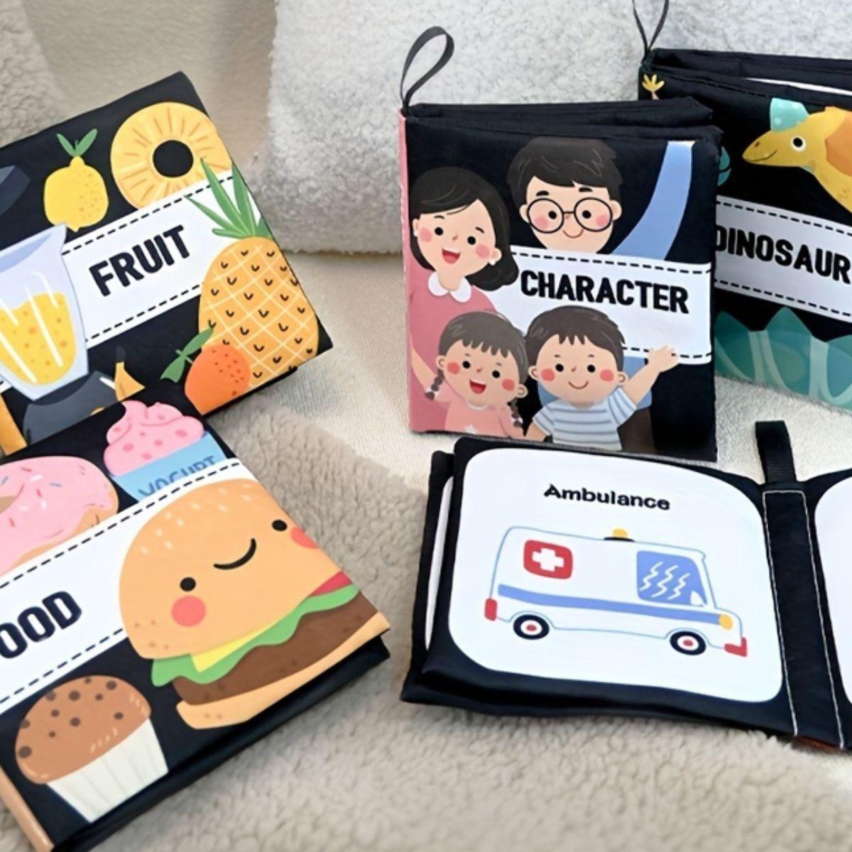 SET 4 JUGUETES LIBRO DE TELA SENSORIAL BILINGÜE NIÑOS LAU-4