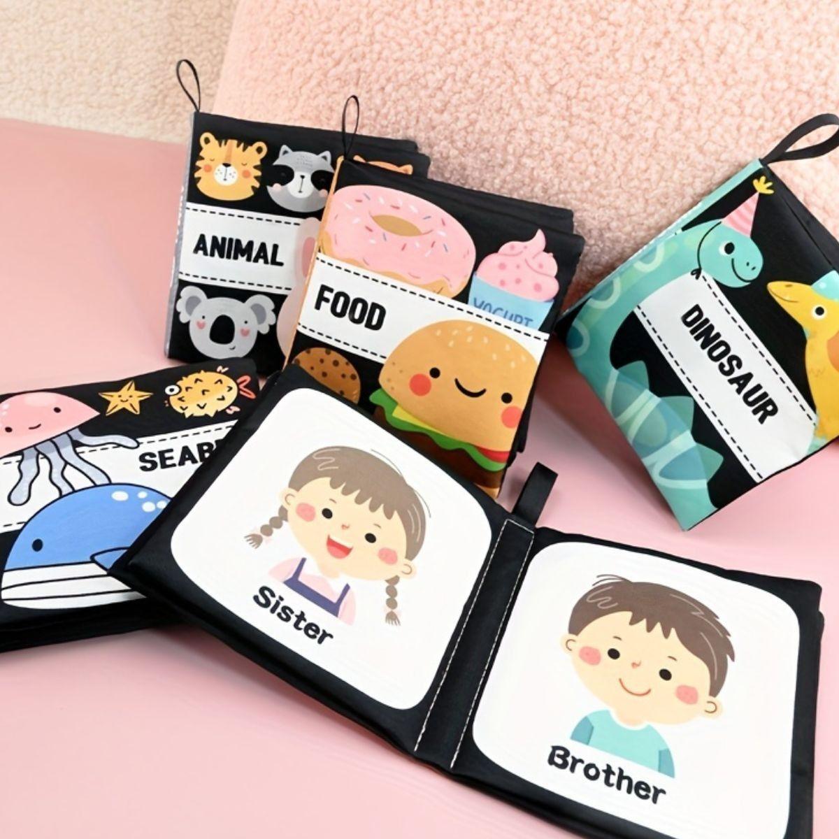 SET 4 JUGUETES LIBRO DE TELA SENSORIAL BILINGÜE NIÑOS LAU-6