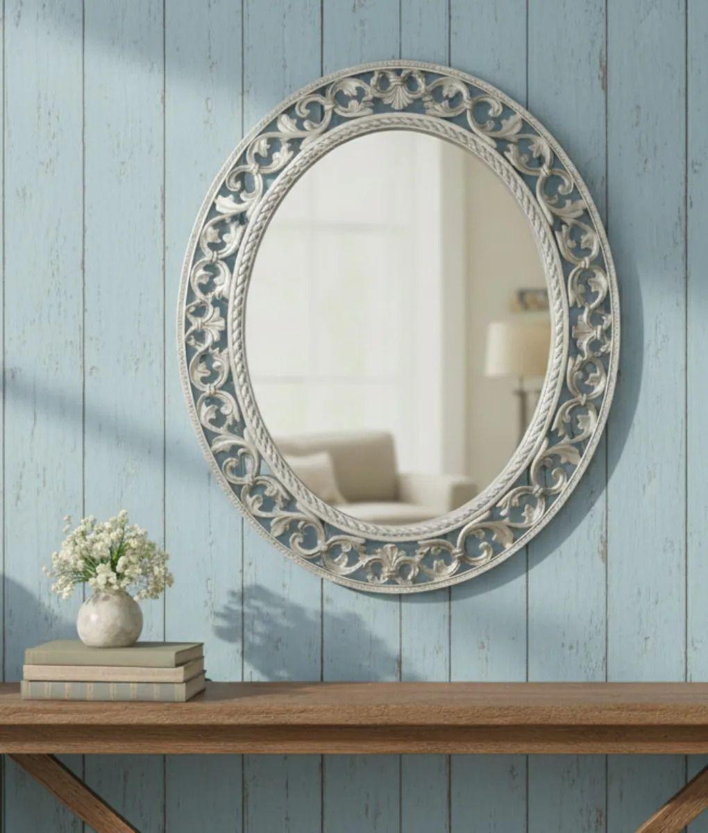 Espejo Pared Ovalado Estilo Barroco Relieve Ligero Jhn-6