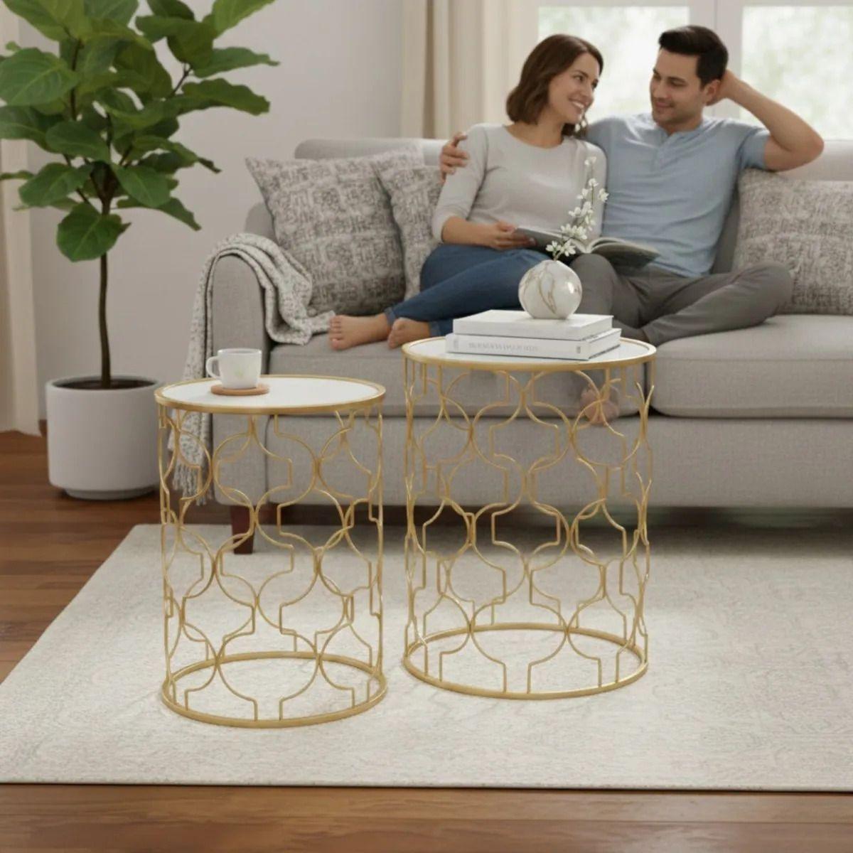 Mesa Auxiliar Decorativa Diseño Calado Centro Adorno Jhn-3