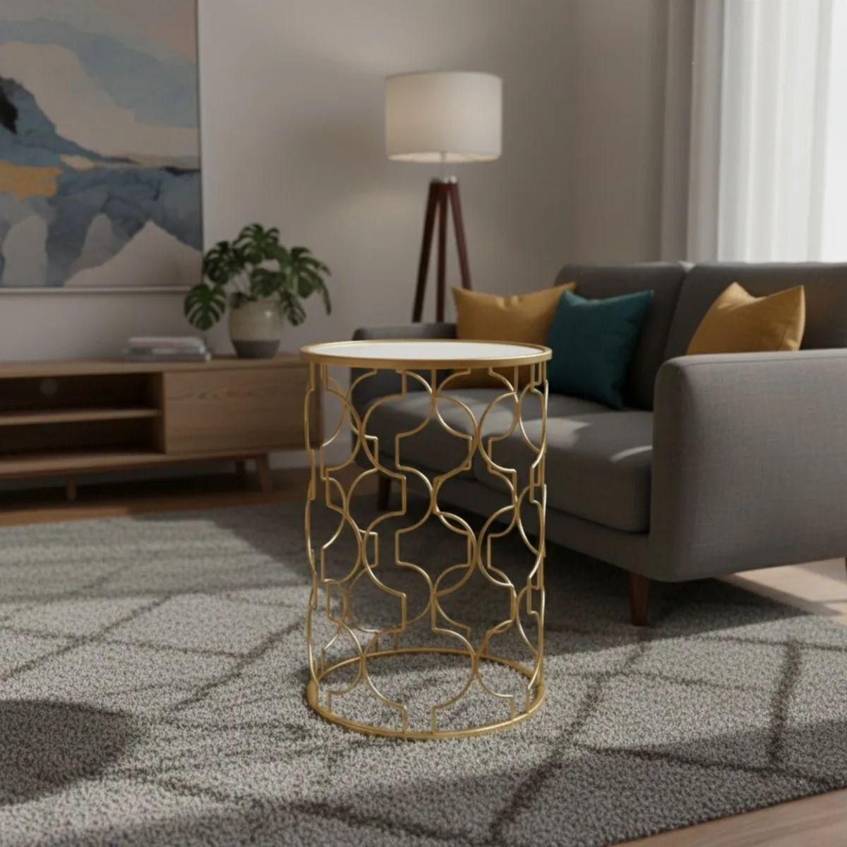 Mesa Auxiliar Decorativa Diseño Calado Centro Adorno Jhn-4