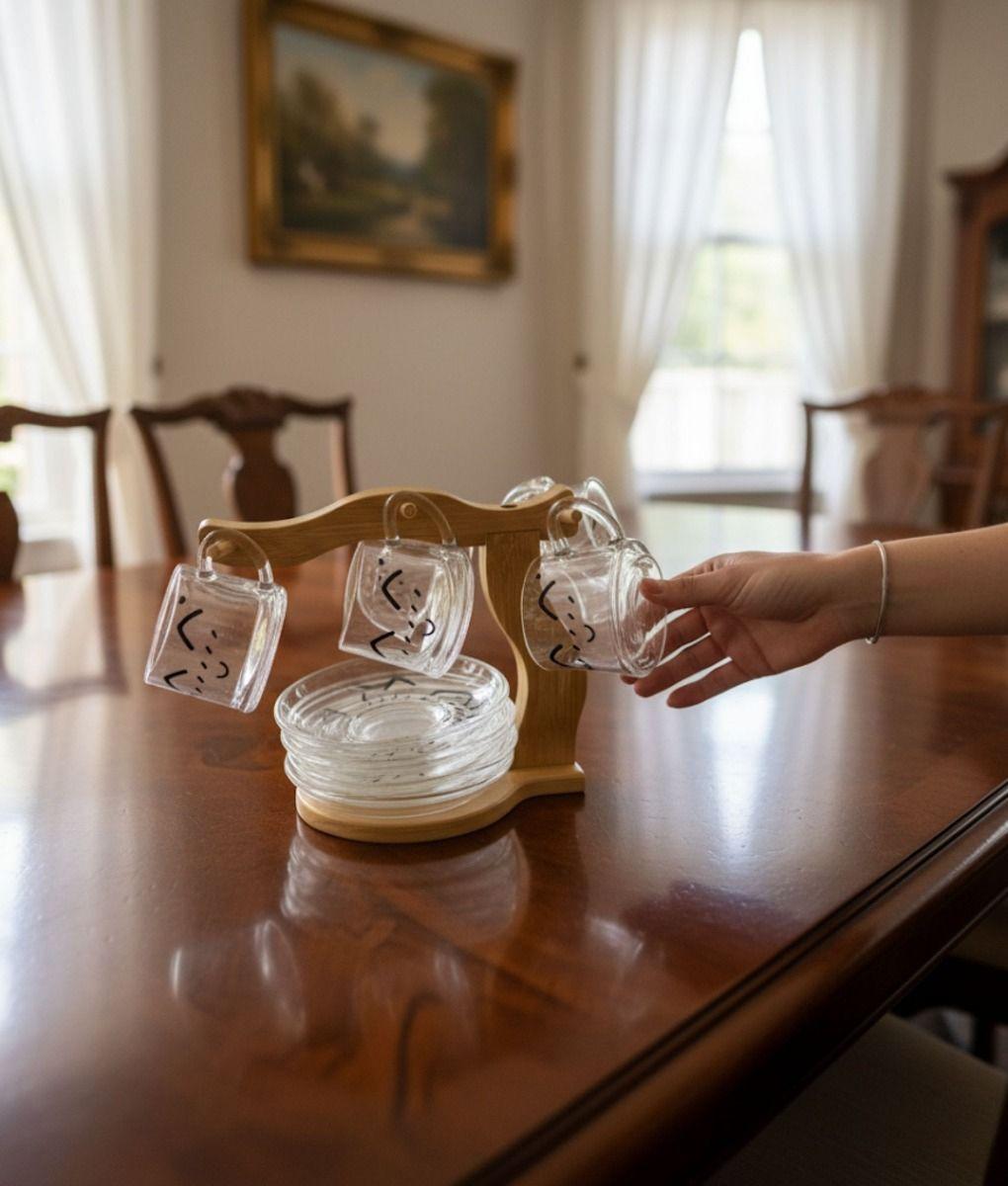 Juego Taza Soporte Plato Decorativo Organizador Cocina Jhn-4