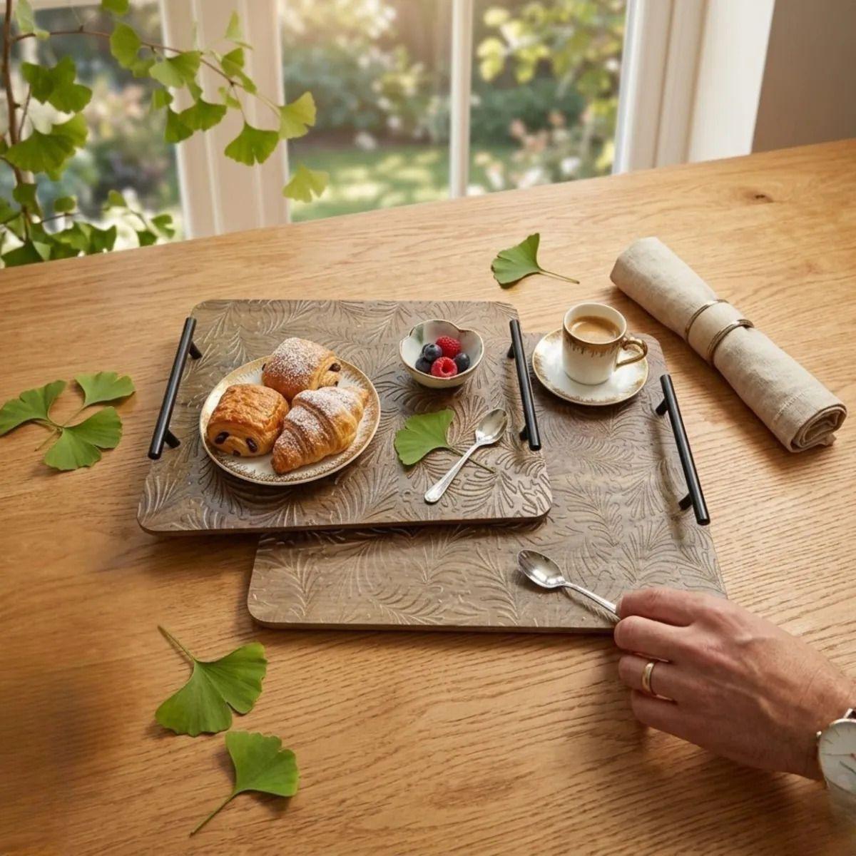 Set 2 Bandejas Decorativas Asas Modernas Relieve ALJ -3