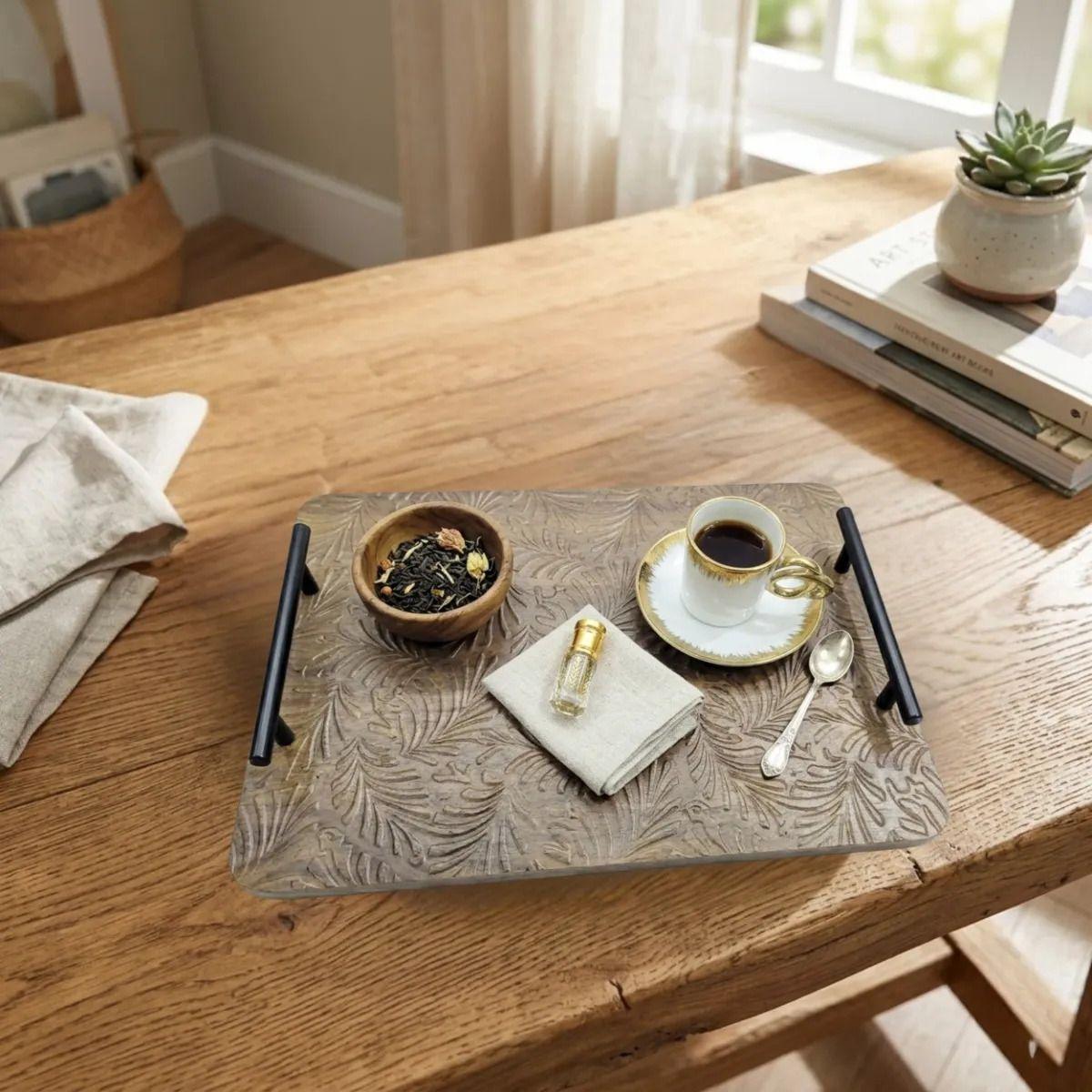 Set 2 Bandejas Decorativas Asas Modernas Relieve ALJ -4