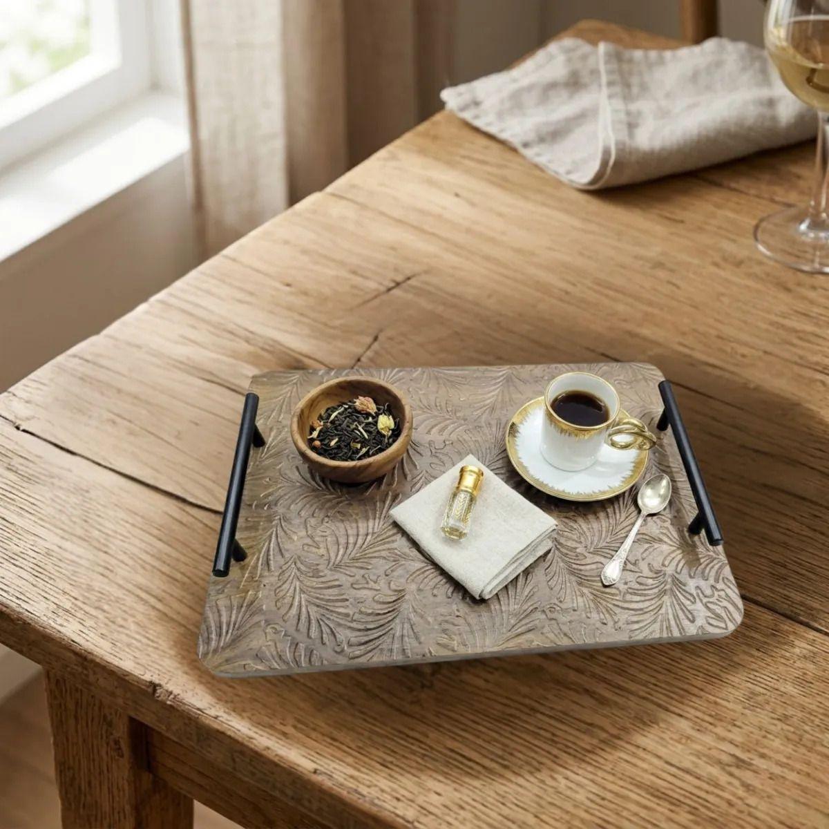 Set 2 Bandejas Decorativas Asas Modernas Relieve ALJ -5