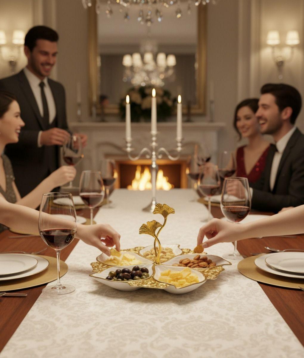 Bandeja Decorativa Centro Mesa Flor Imperial Ginkgo Jhn-4