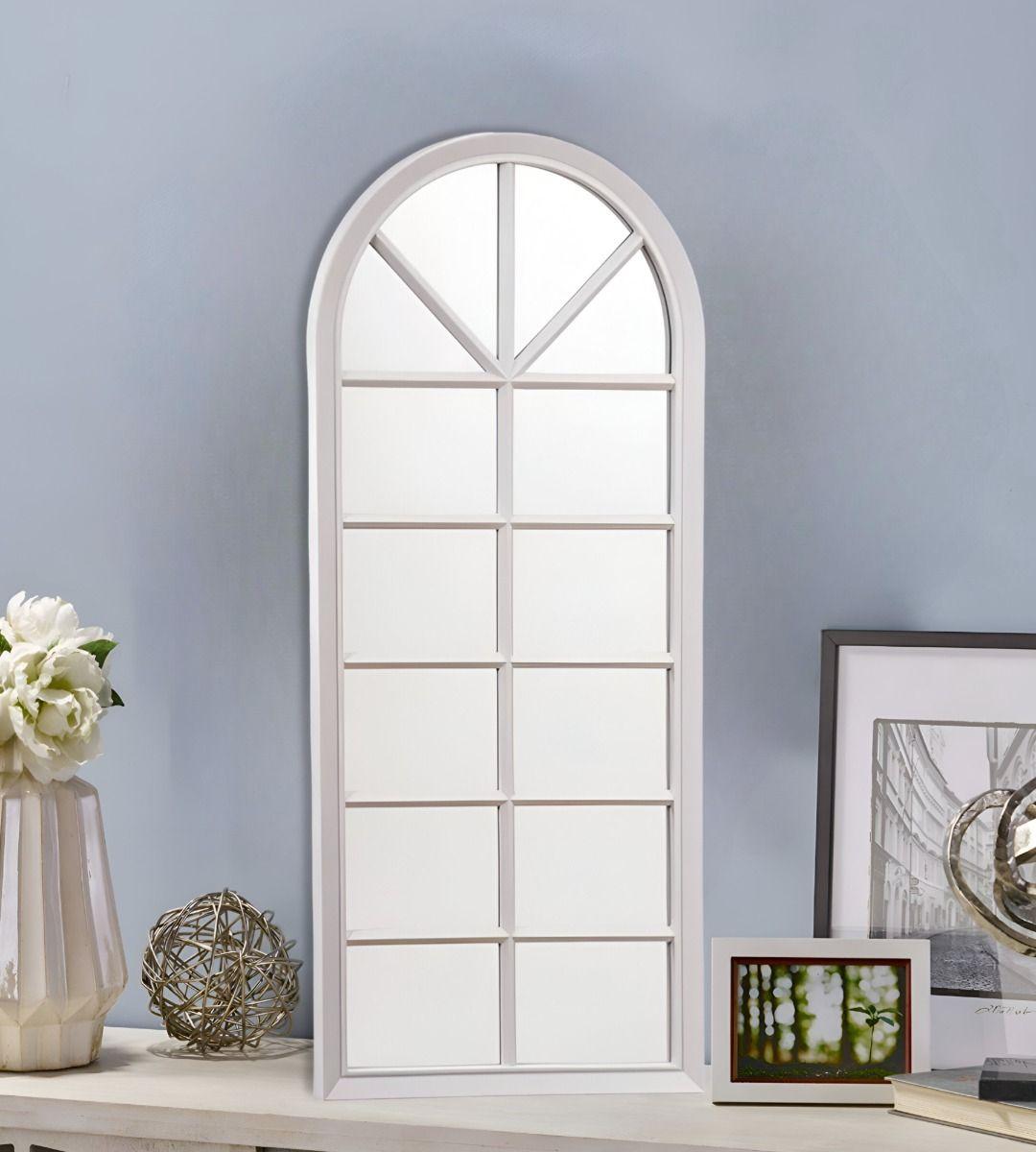 Espejo Pared Decorativo Blanco Ventana Catedral Vintage Jhn-5