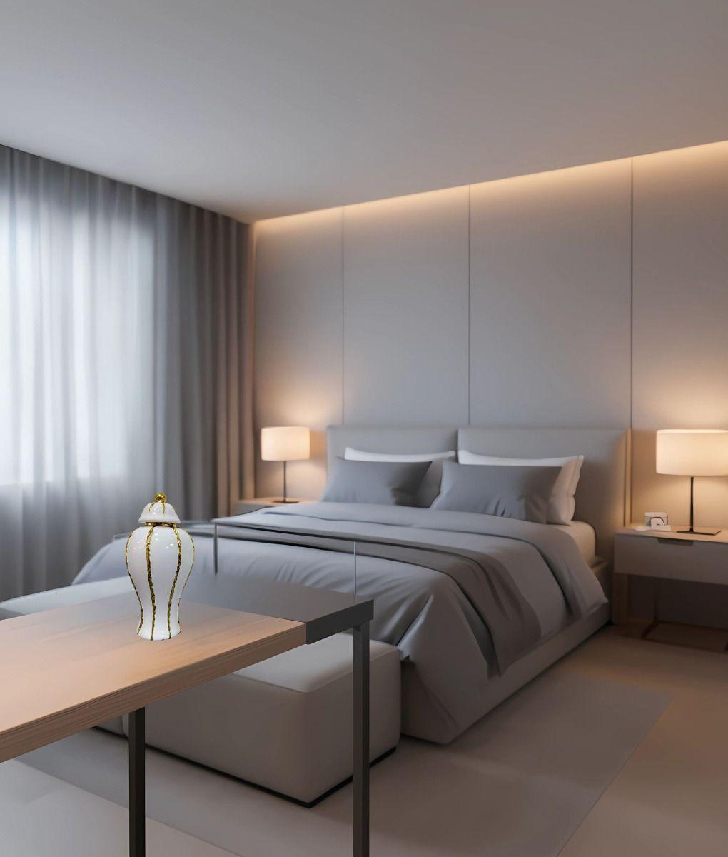 Potiche Jarrón Decorativo Elegante Recipiente Tapa Jhn-7