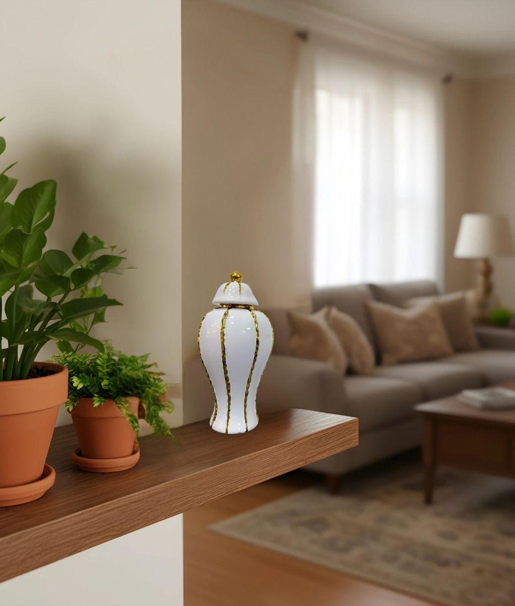 Potiche Jarrón Decorativo Elegante Recipiente Tapa Jhn-8