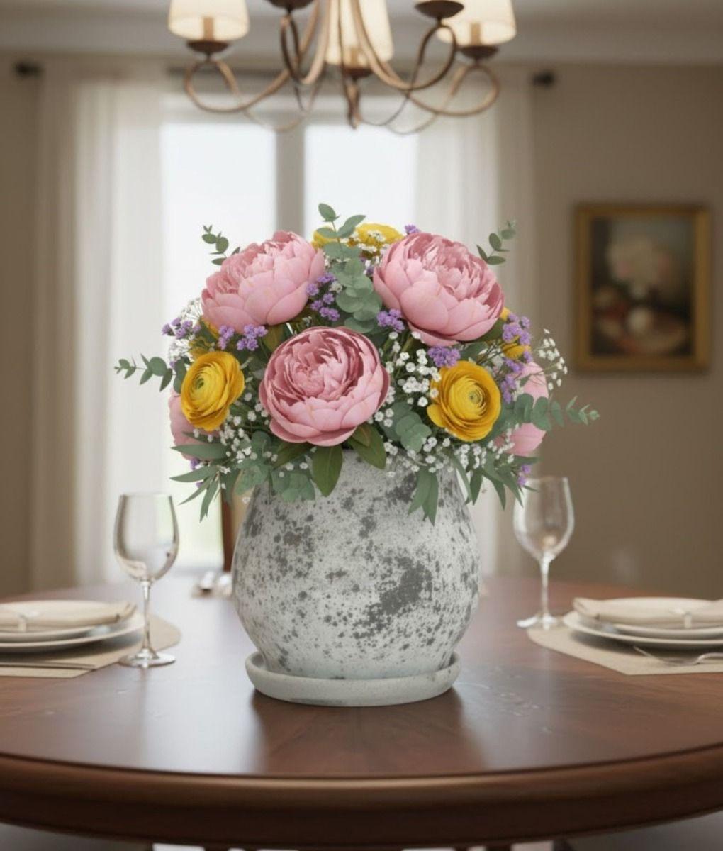 Maceta Decorativa Patrón Moderno Jaspeado Funcional Jhn-9