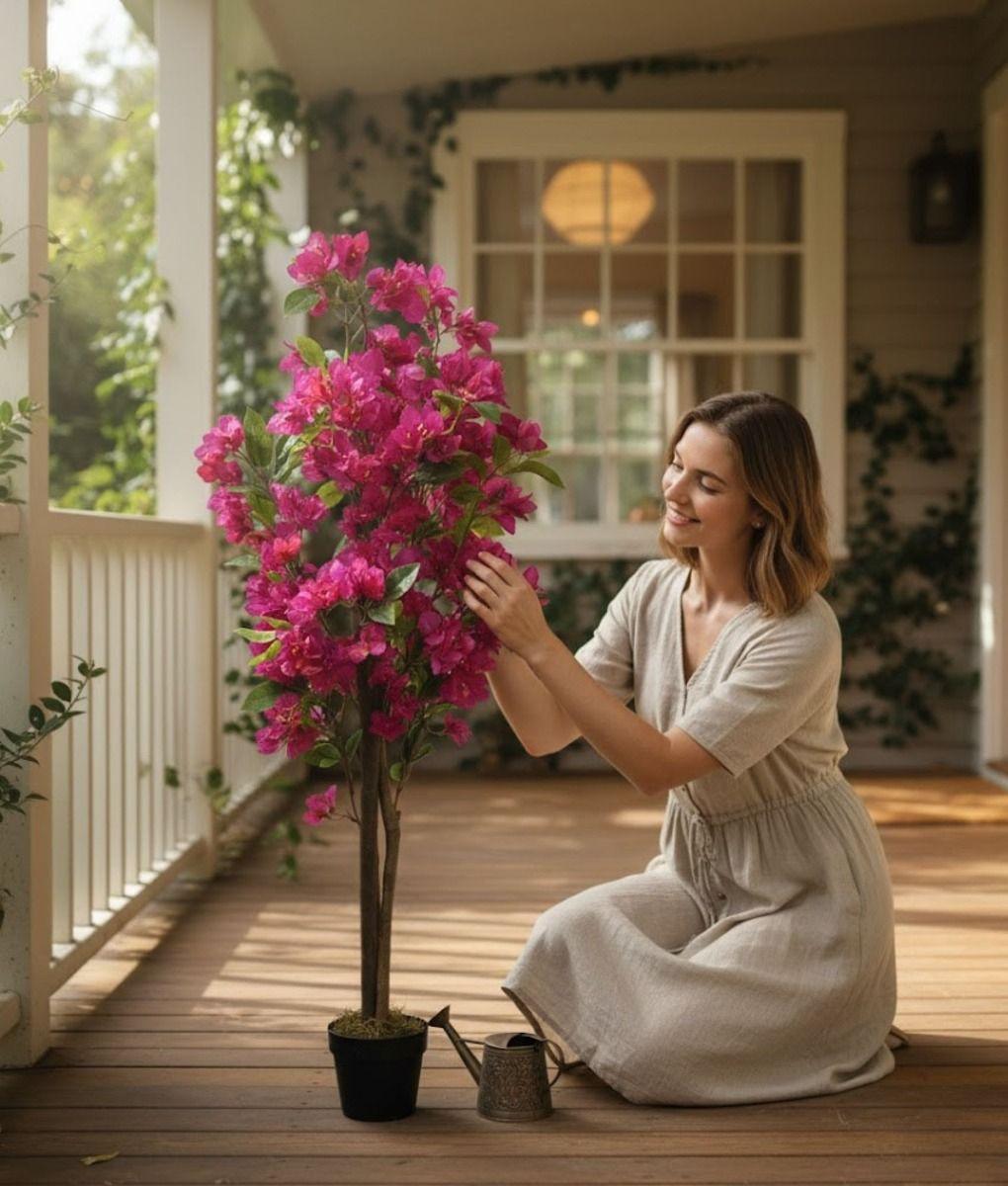 Planta Artificial Arbusto Ornamental Flores Rosas Adorno Jhn-2