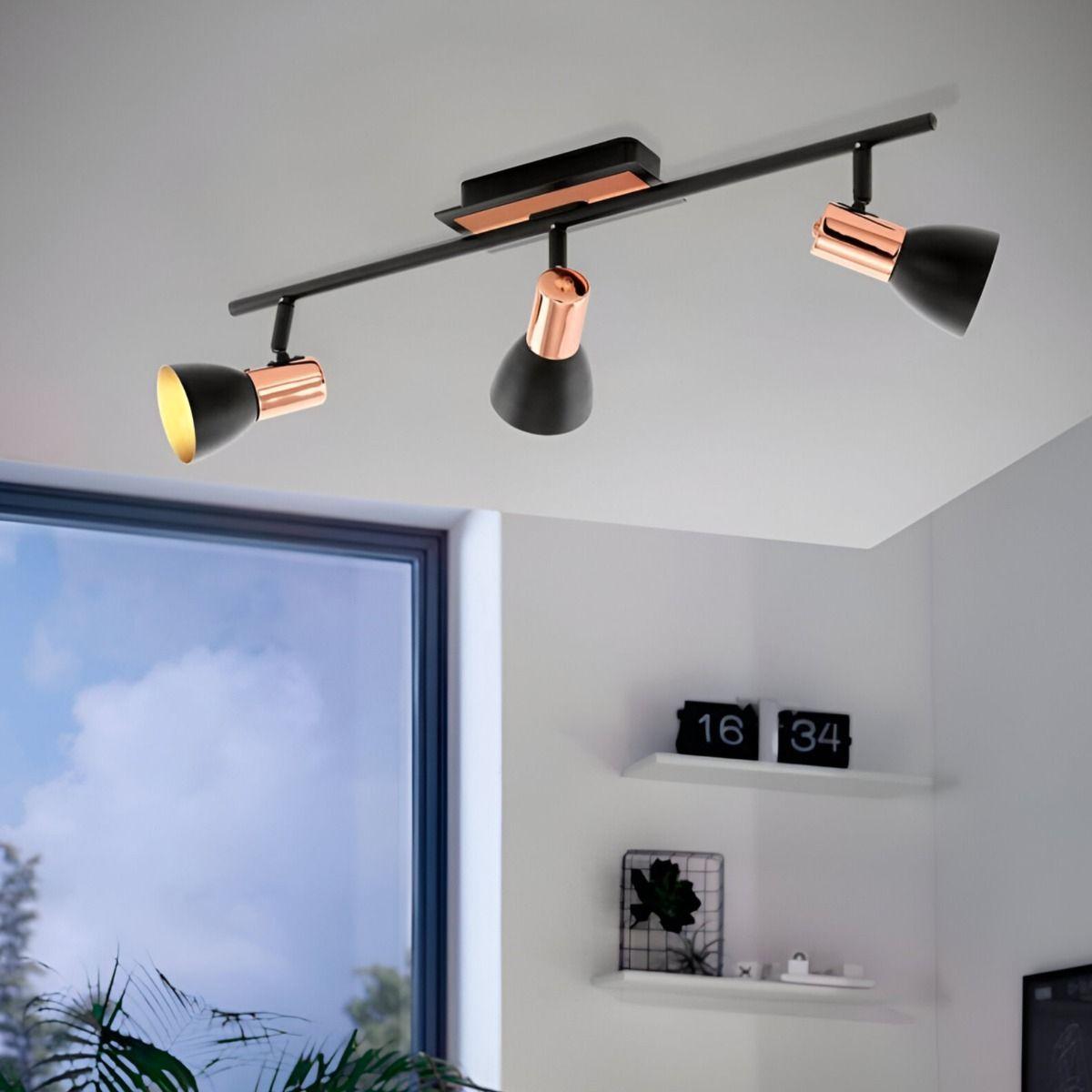 Lámpara Techo Pared 3 Luces Decorativa Cobre Negro Jhn-3