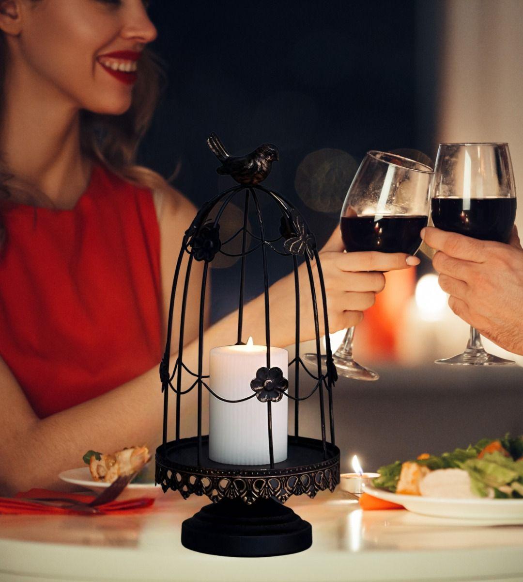 Portavelas Multifunción Decorativo Jaula Pájaros 36cm Jhn-2